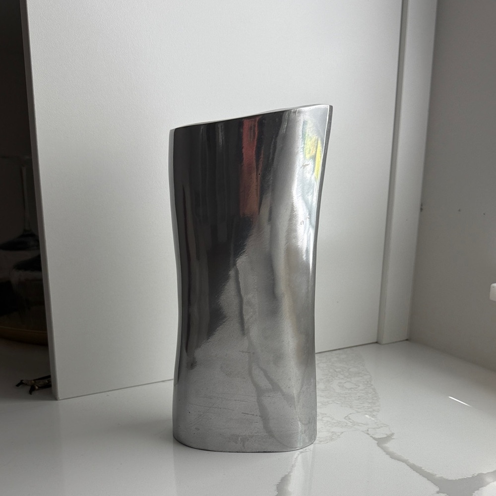 Pottery Barn Curved Silver Vase